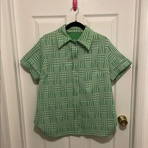 Vintage 70s Green Patterned Button down